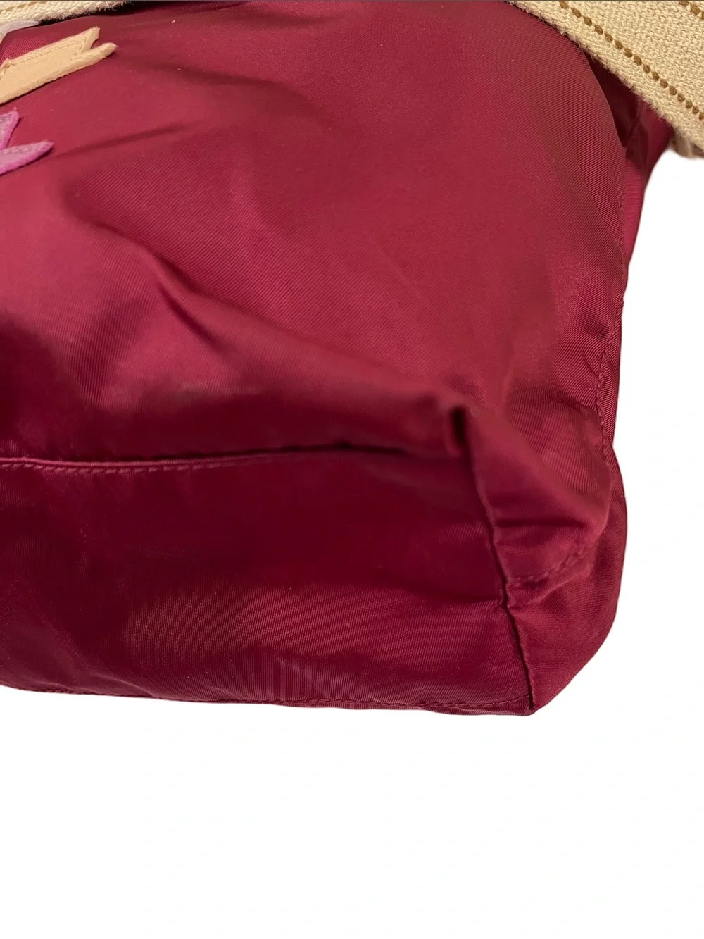 Prada Tessuto Robot Doll Tote in Barolo / Burgundy with long strap